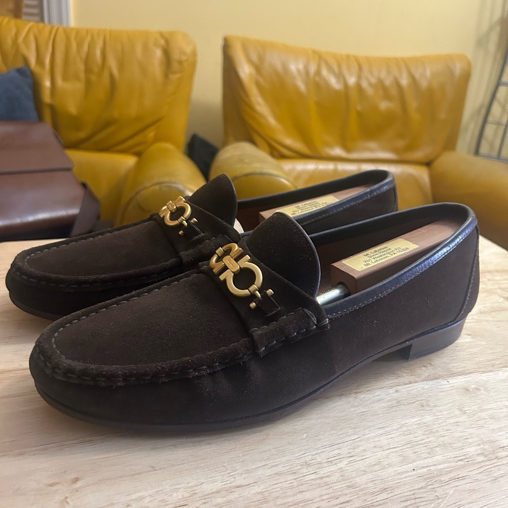 Salvatore Ferragamo Gancini Bit Vintage Expresso Calfskin Early 1990s Size 11๐ฅ - Picture 2 of 6